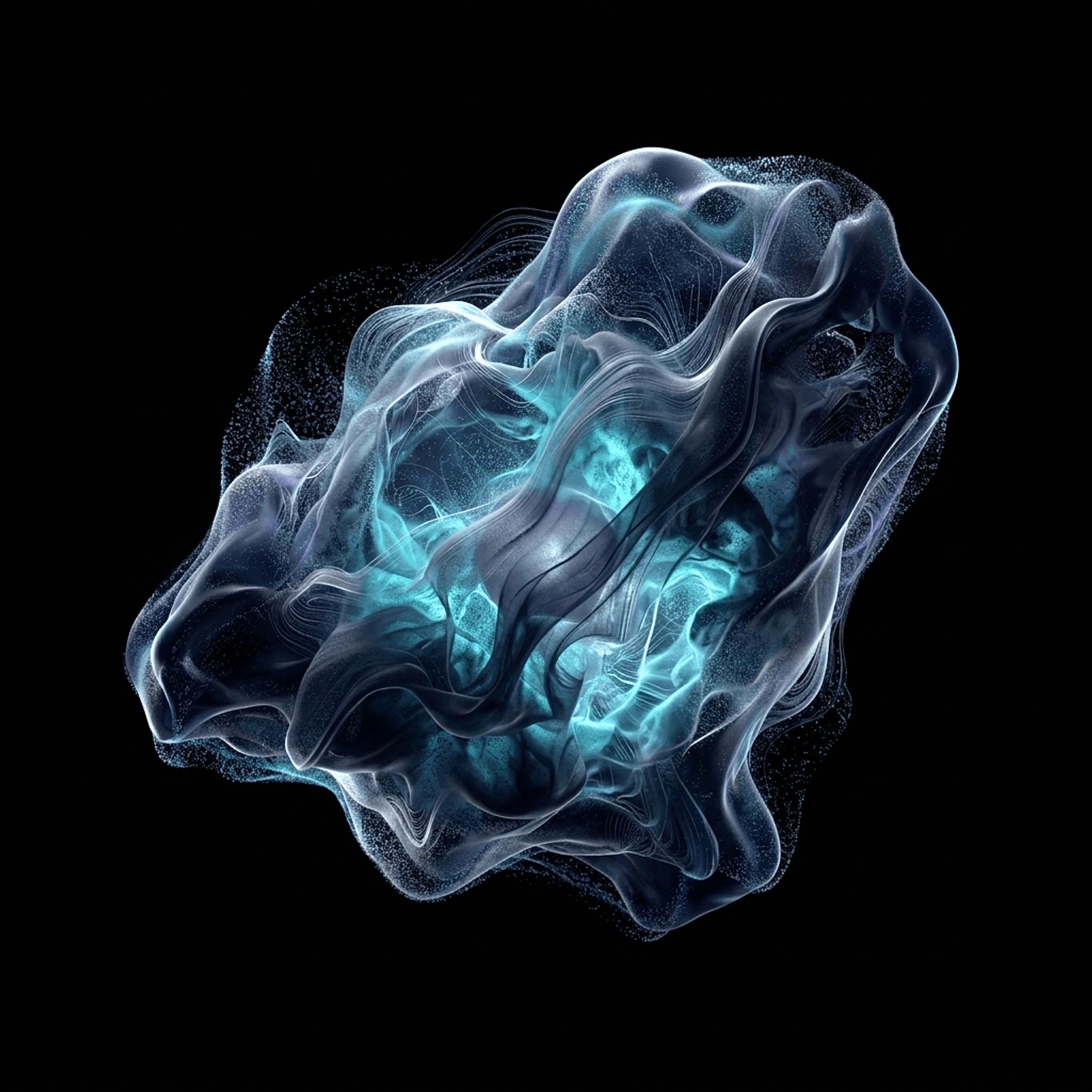 Abstract translucent cyan nebula formation